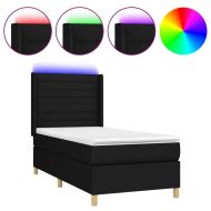 Боксспринг легло с матрак и LED, черно, 80x200 см, плат