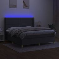 Боксспринг легло с матрак и LED, тъмносиво, 180x200 см, плат