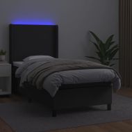 Боксспринг легло с матрак и LED черно 100x200см изкуствена кожа