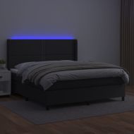 Боксспринг легло с матрак и LED черно 180x200см изкуствена кожа