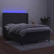 Боксспринг легло с матрак и LED, тъмносиво, 140x190 см, кадифе