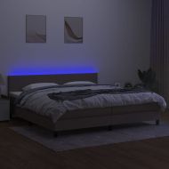 Боксспринг легло с матрак и LED, таупе, 200x200 см, плат