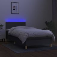 Боксспринг легло с матрак и LED, тъмнокафяво, 100x200 см, плат