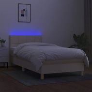Боксспринг легло с матрак и LED, кремаво, 100x200 см, плат