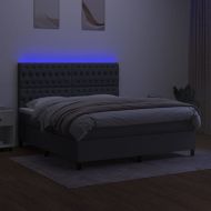Боксспринг легло с матрак и LED, тъмносиво, 180x200 см, плат
