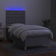 Боксспринг легло с матрак и LED, светлосиво, 80x200 см, плат