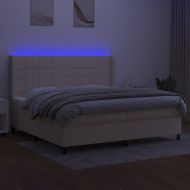 Боксспринг легло с матрак и LED, кремава, 200x200 см, плат