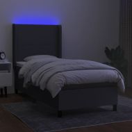 Боксспринг легло с матрак и LED, тъмносива, 90x200 см, плат