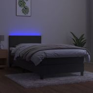 Боксспринг легло с матрак и LED, тъмносиво, 90x200 см, кадифе