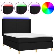 Боксспринг легло с матрак и LED, черно, 140x200 см, плат