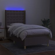 Боксспринг легло с матрак и LED, таупе, 90x200 см, плат