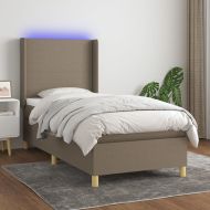 Боксспринг легло с матрак и LED, таупе, 100x200 см, плат