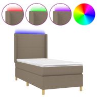 Боксспринг легло с матрак и LED, таупе, 100x200 см, плат