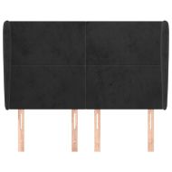 Горна табла за легло с уши, черна, 147 x 23 x 118/128 см кадифе