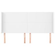 Горна табла с уши, бяла, 183x23x118/128 см, изкуствена кожа