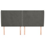 Горна табла за легло с уши, тъмносива, 203x23x118/128 см,кадифе