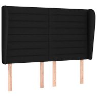 Горна табла за легло с уши, черна, 147 x 23 x 118/128 см, плат
