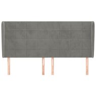 Горна табла за легло с уши, светлосива,183x23x118/128 см,кадифе