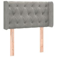 Горна табла за легло с уши, светлосива,83x16x78/88 см, кадифе