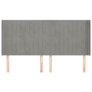 Горна табла за легло с уши, светлосива,203x16x118/128см, кадифе