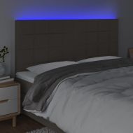 LED горна табла за легло, таупе, 180x5x118/128 см, плат