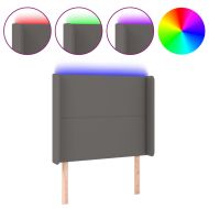 LED горна табла за легло, сива, 93x16x118/128 см