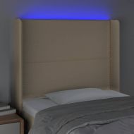 LED горна табла за легло, кремава, 103x16x118/128 см, плат