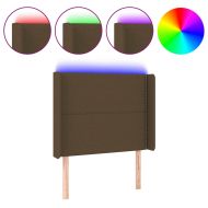 LED горна табла за легло, тъмнокафява,103x16x118/128 см, плат