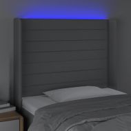 LED горна табла за легло, светлосива, 93x16x118/128 см, плат