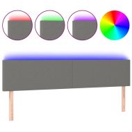 LED горна табла за легло, тъмносива, 180x5x78/88 см, плат