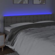 LED Горна табла за легло, сива, 200x5x78/88 см, изкуствена кожа