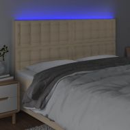 LED горна табла за легло, кремава, 180x5x118/128 см, плат