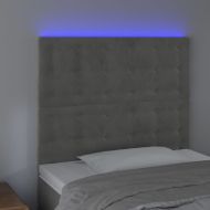 LED горна табла за легло, светлосива, 90x5x118/128 см, кадифе