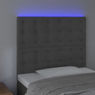 LED горна табла за легло, тъмносива, 80x5x118/128 см, кадифе