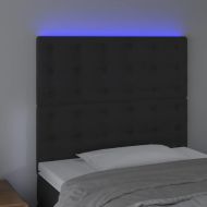 LED горна табла за легло, черна, 90x5x118/128 см, кадифе