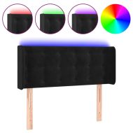 LED горна табла за легло, черна, 103x16x78/88 см, кадифе