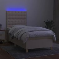 Боксспринг легло с матрак и LED, кремаво, 80x200 см, плат