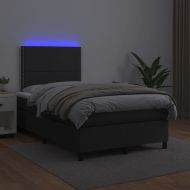 Боксспринг легло с матрак и LED черно 120x200см изкуствена кожа