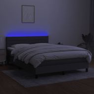 Боксспринг легло с матрак и LED, тъмносиво, 140x190 см, плат
