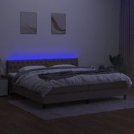 Боксспринг легло с матрак и LED, таупе, 200x200 см, плат