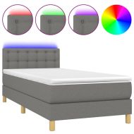 Боксспринг легло с матрак и LED, тъмносиво, 100x200 см, плат