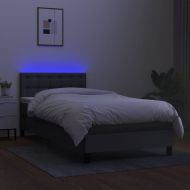 Боксспринг легло с матрак и LED, тъмносива, 90x200 см, плат