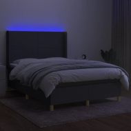 Боксспринг легло с матрак и LED, тъмносиво, 140x190 см, плат