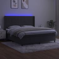 Боксспринг легло с матрак и LED, тъмносиво, 180x200 см, кадифе