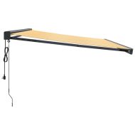 Прибираща се тента жълто и бяло 4x3 м плат и алуминий