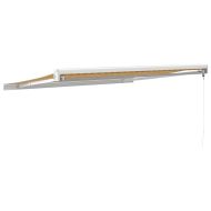 Прибираща се тента жълто и бяло 3,5x2,5 м плат и алуминий