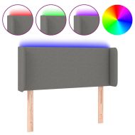 LED горна табла за легло, тъмносива, 103x16x78/88 см, плат