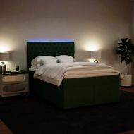 Боксспринг легло с матрак, тъмнозелено, 160x200 см, кадифе