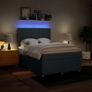 Боксспринг легло с матрак, синьо, 160x200 см, плат