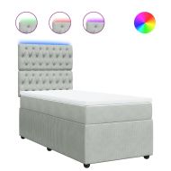 Боксспринг легло с матрак, светлосиво, 100x200 см, кадифе